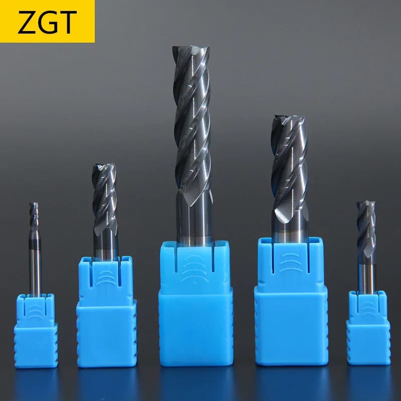 מקדח כרסום ZGT מסגסוגת קרביד טונגסטן, HRC50, 4 חריצים, 4mm 6mm 8mm 10mm 12mm 14mm 16mm, כלי חיתוך מתכת