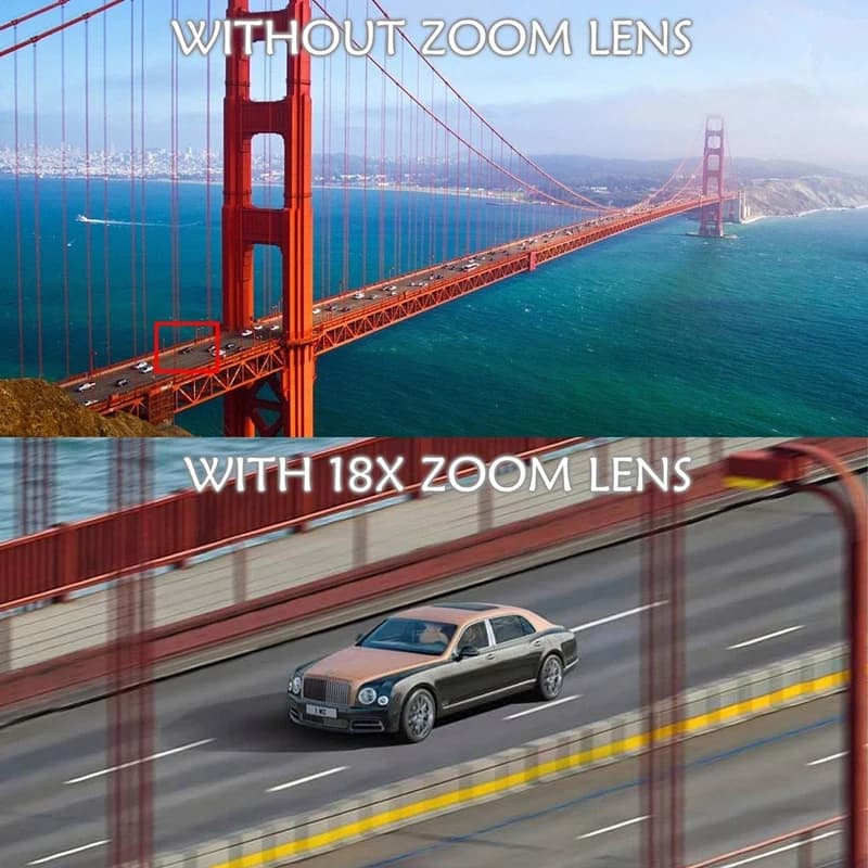 APEXEL עדשת טלפון אופטית HD עם זום מונוקולרי 18x25 אוניברסלי עם מצלמה טלפוטו 18X ומצלמה טריפוד לסמארטפון - תמונה 6