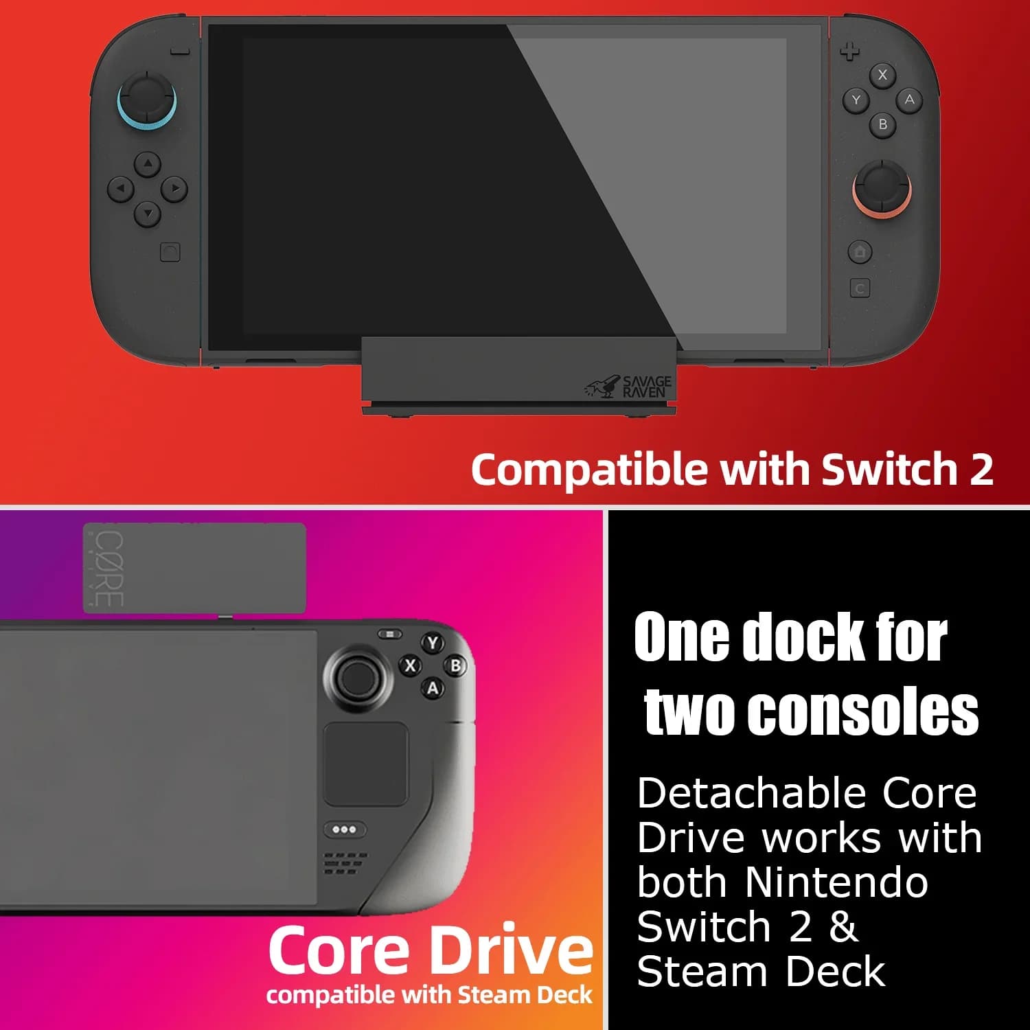 תחנת עגינה ניידת Savage Raven by Skull & Co. Jumpgate Dock USB C Hub עבור Switch 2 ואביזרי משחק OLED - תמונה 5