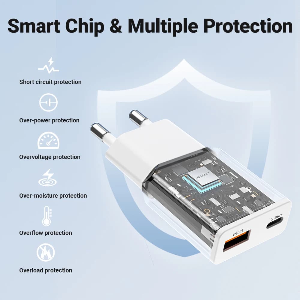 מטען טלפון ACEFAST EU 30W GaN דק מאוד עם טעינה מהירה USB C עבור iPhone 16/15 Pro Max PD QC3.0 מתאם נסיעה עבור Samsung S24 - תמונה 2