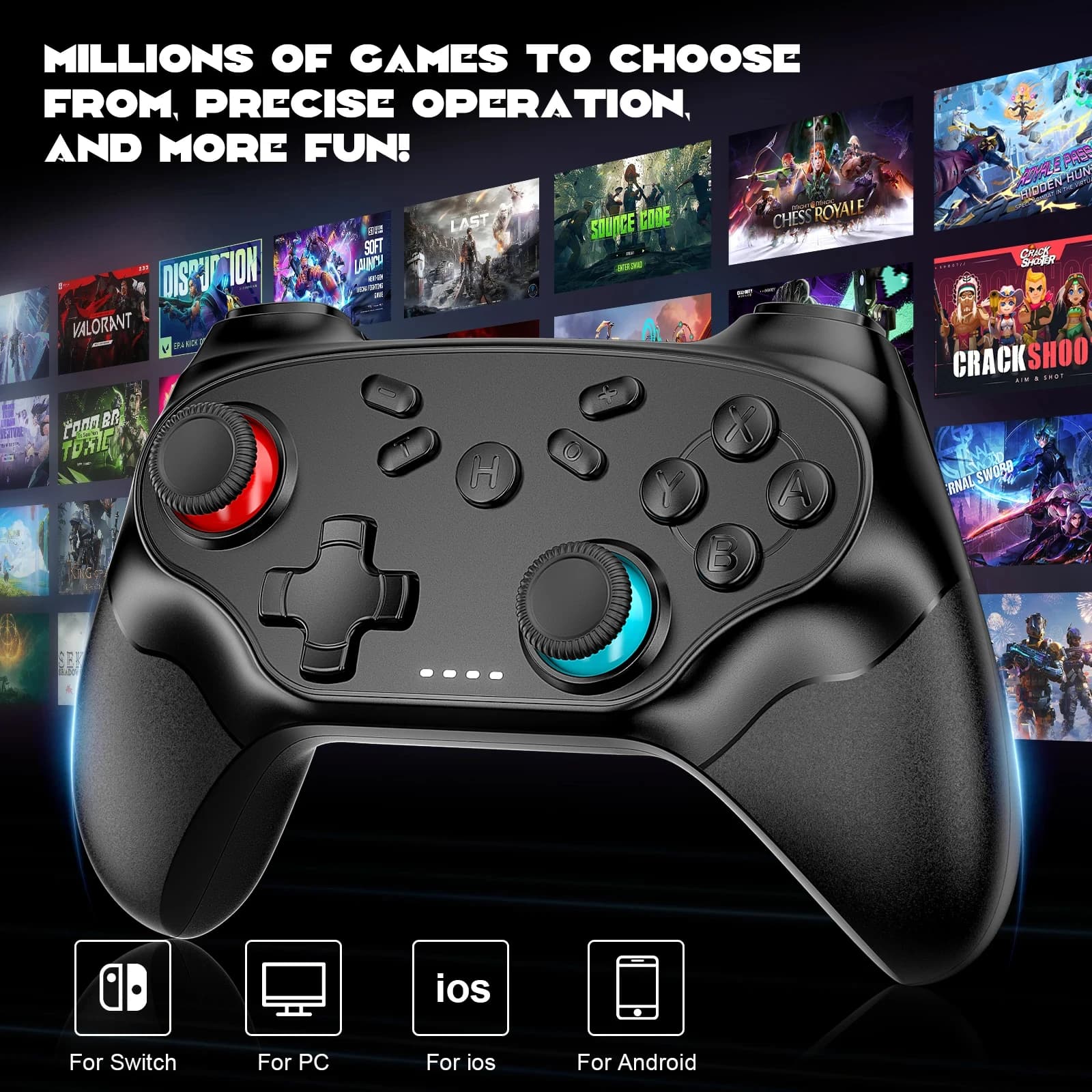 Gamepads עבור Switch/Ios/Android בקר אלחוטי Bluetooth טורבו בקר משחק שליטה ברטון קונסולה אביזרים - תמונה 4