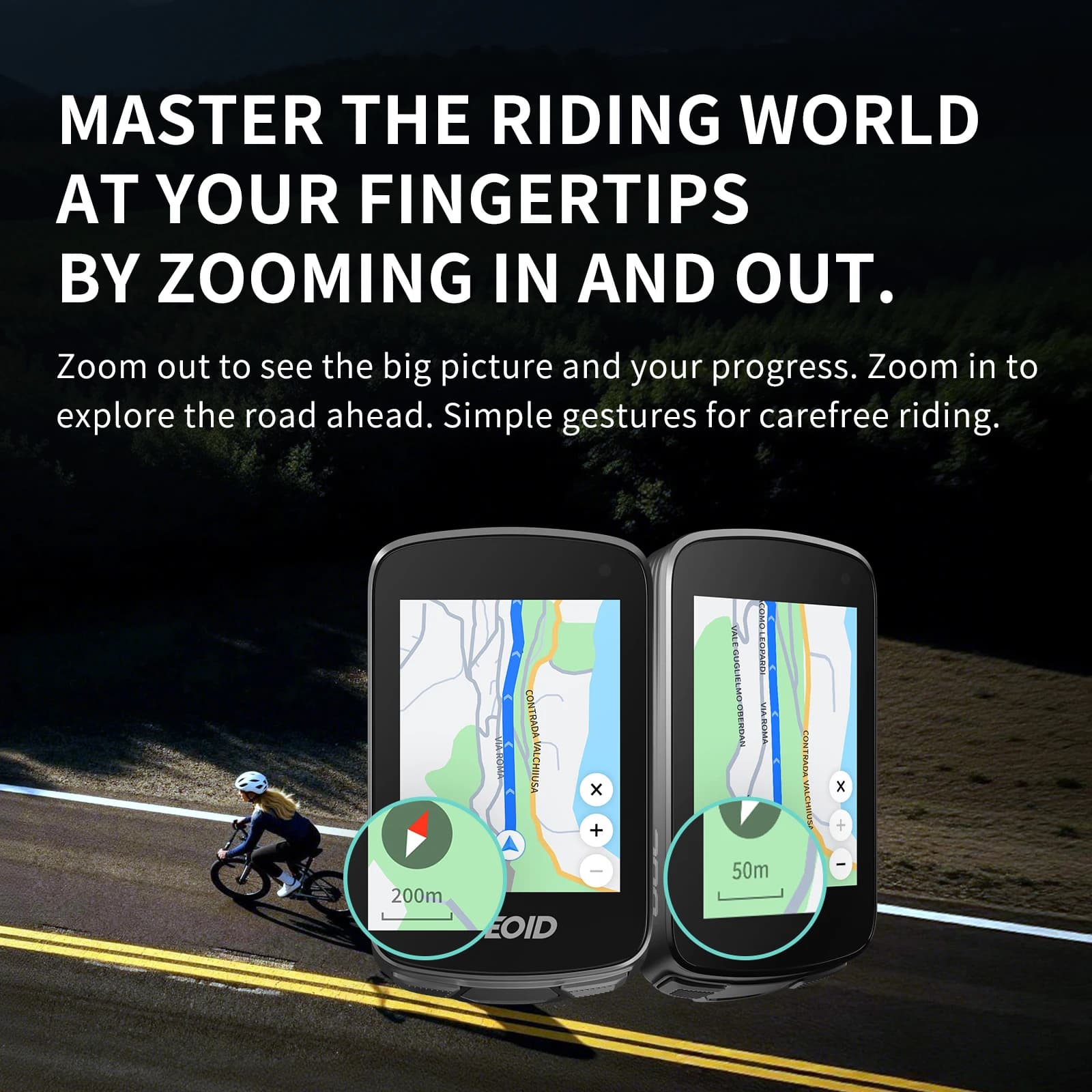 מחשב אופניים GEOID CC700 Pro GPS 2.8 אינץ 'מסך מגע מד דרגת מהירות גלובלית ניווט מפה רכיבה אודומטר עבור Strava - תמונה 3