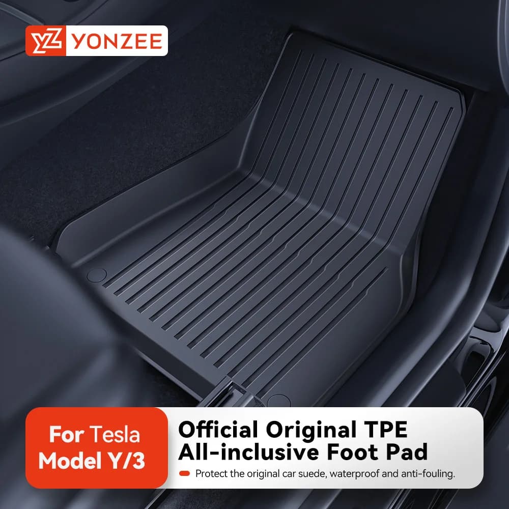 שטיחי רצפה לרכב YZ TPE עבור טסלה דגם 3 Y היילנד ג'וניפר 2019-2026 סט שטיחי תא מטען לכל עונות השנה, עמידים למים ונגד החלקה
