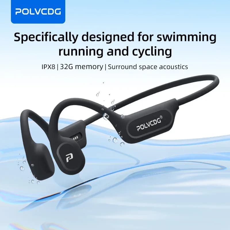 POLVCDG X9 אוזניות הולכת עצם 32G IPX8 עיצוב פתוח עמיד למים לשחייה ריצה רכיבה על אופניים אוזניות תלויות