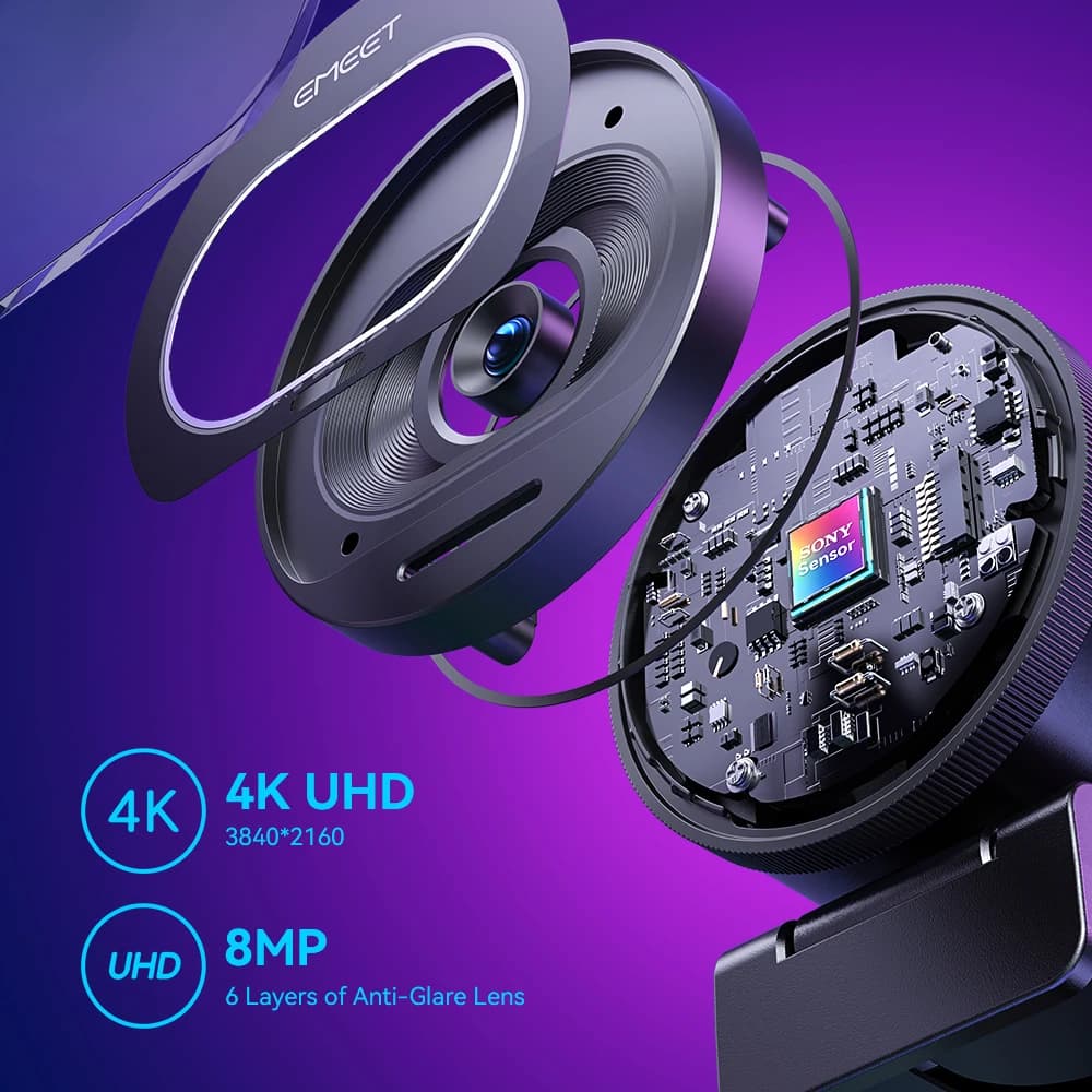 מצלמת אינטרנט 4K סטרימינג מצלמת אינטרנט 1080P 60FPS מצלמת USB EMEET S600 מצלמת סטרימינג עם מיקוד אוטומטי עם מיקרופונים עבור Tiktok/YouTube - תמונה 4