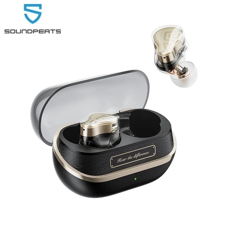 אוזניות Bluetooth אלחוטיות SoundPEATS H3 היברידיות עם 3 דרייברים, HiFi, 55dB, סינון רעשים אדפטיבי (ANC), תמיכה ב-LDAC ו-aptX, שמע Hi-Res ללא אובדן נתונים.