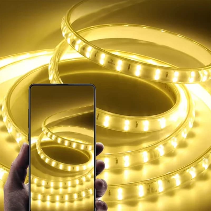 סטריפ LED 220V 1-30 מטר עם תקע אירופאי 2835 סרט גמיש עמיד למים לתאורה בבית, במטבח, בחוץ ובגינה - תמונה 3