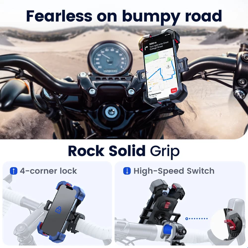 תושבת טלפון לאופניים Joyroom 360 °   תצוגה אוניברסלית של מחזיק טלפון לאופניים עבור מעמד לטלפון נייד בגודל 4.7-7 אינץ 'עם תושבת נגד זעזועים ומחזיק GPS - תמונה 6