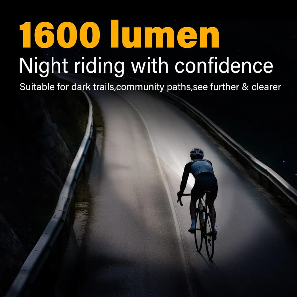 TOWILD CL1600 אורות אופניים 5000mAh נטענים LED אופניים אור IPX6 אלומיניום מנורה קדמית 1600LM MTB פנסי רכיבה על אופניים - תמונה 2