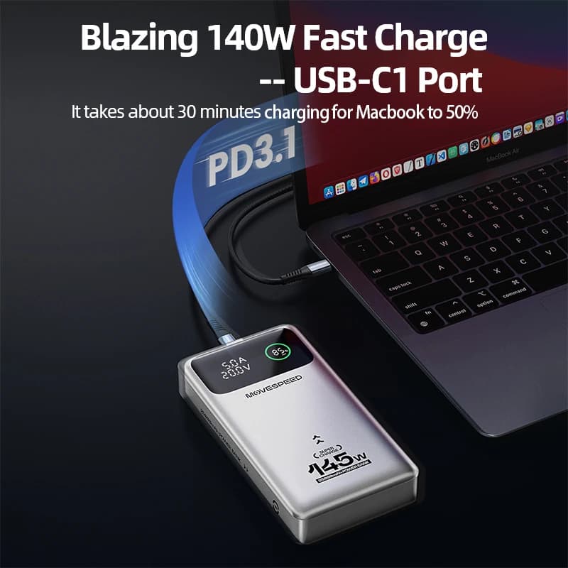 מטען נייד MOVESPEED M25Pro 140W Power Bank 25000mAh PD3.1 טעינה מהירה ניידת חיצונית 100W Powerbank עבור MacBook Notebook Laptop - תמונה 2