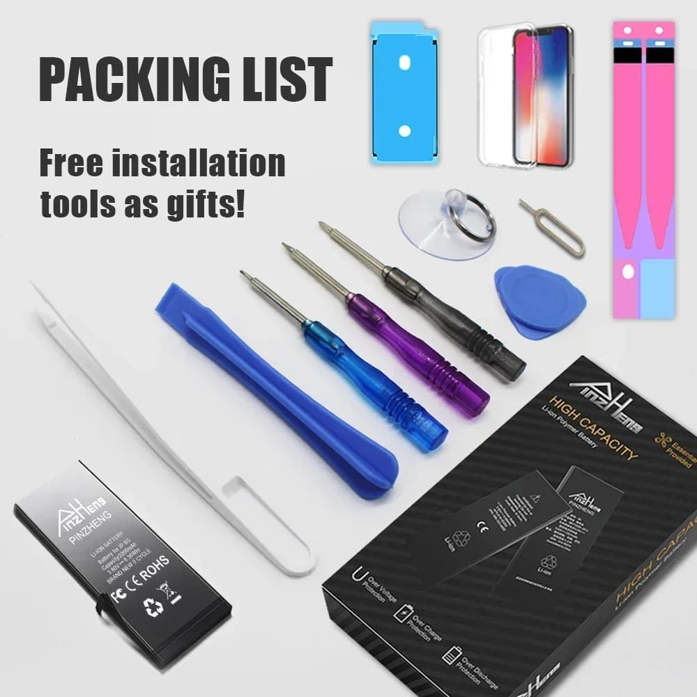 סוללת PINZHENG עבור iPhone X XR XS 11 12 13 Mini Max Pro Promax קיבולת גבוהה אמיתית החלפה בטריה אחריות שנה אחת - תמונה 6