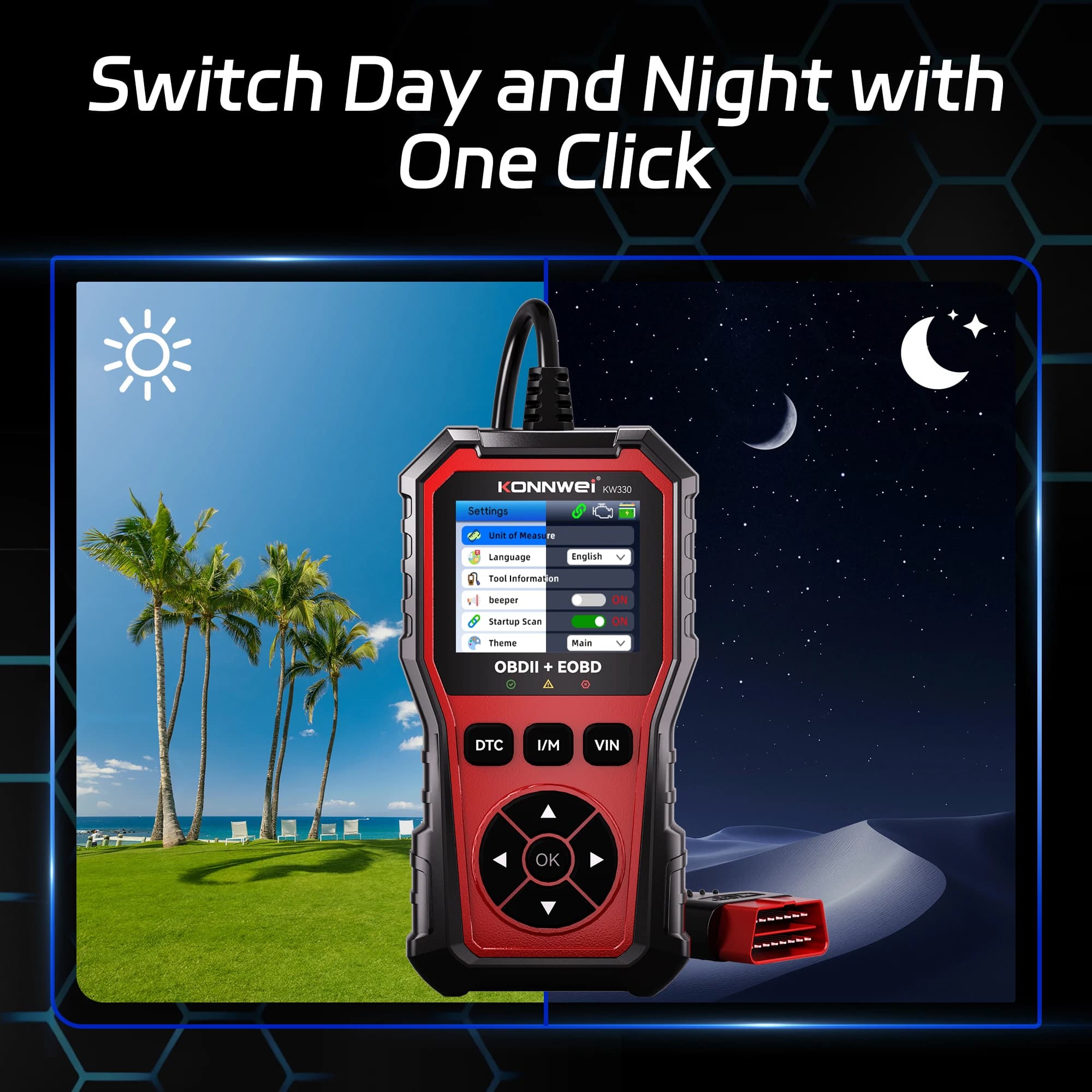 סורק תקלות OBD2 לרכב KONNWEI KW330 מבחן סוללת מנוע קוד תקלות ברור נתונים בזמן אמת מקצועי כלי בדיקת OBD - תמונה 5