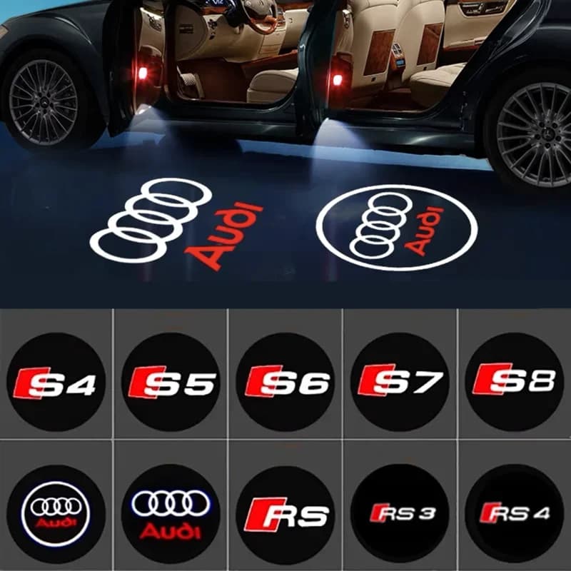 תאורת דלת לרכב LED עם לוגו לאודי A4 B5 B6 B7 B8 B9 A1 A3 8V 8P 8L A6 C5 C6 C7 A5 A7 A8 Q3 Q5 Q7 TT S3 S6 Sline Quattro