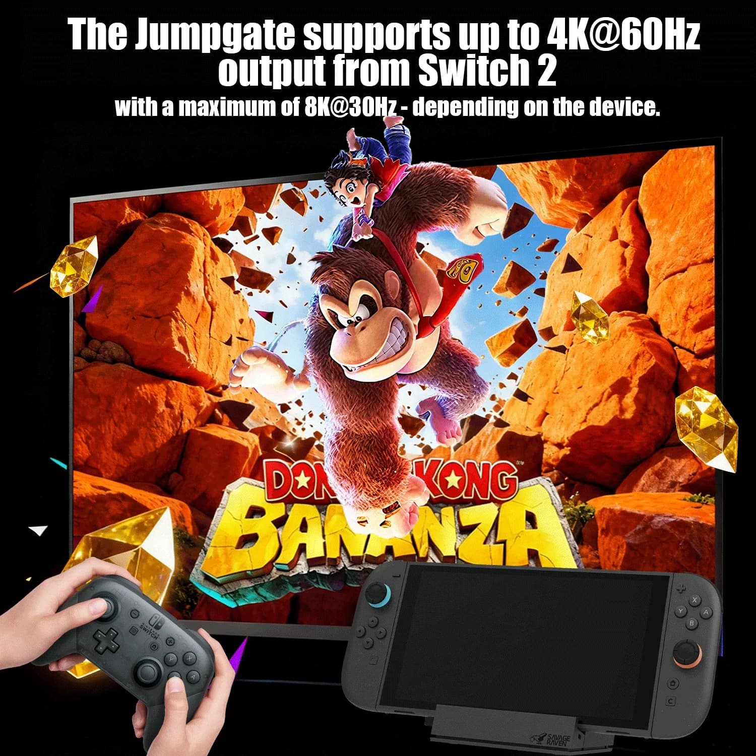 תחנת עגינה ניידת Savage Raven by Skull & Co. Jumpgate Dock USB C Hub עבור Switch 2 ואביזרי משחק OLED - תמונה 2