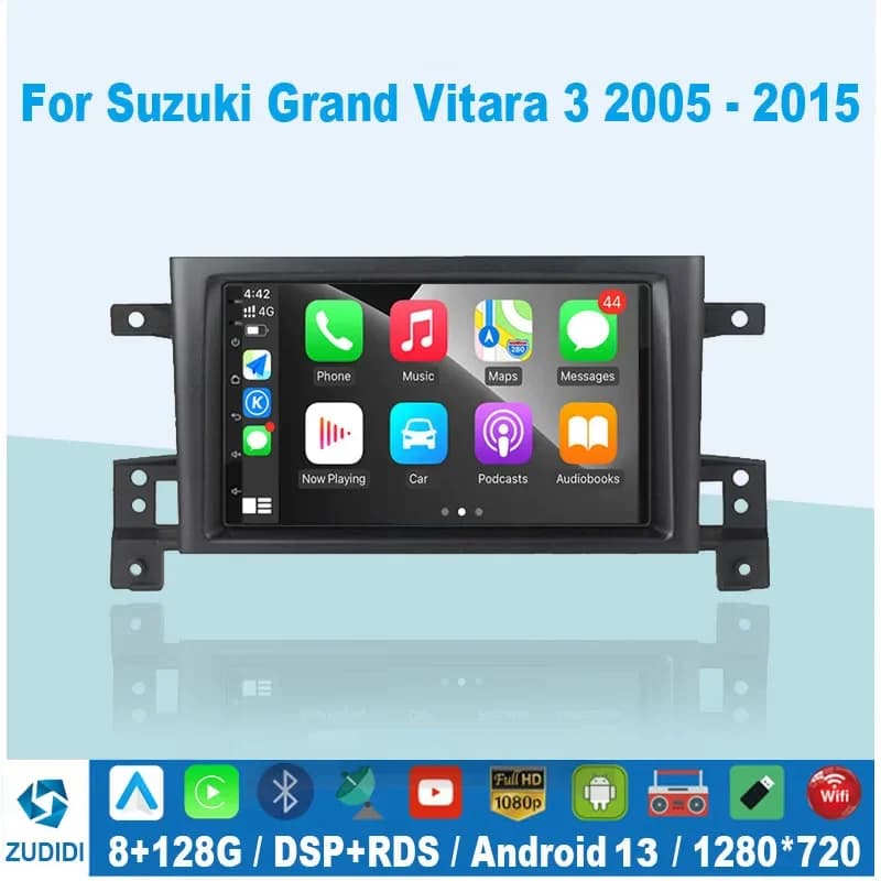 רדיו לרכב 2din Android 16 עבור Suzuki Grand Vitara 3 2005-2010 2011-2015 נגן מולטימדיה GPS Carplay Androidauto WIFI