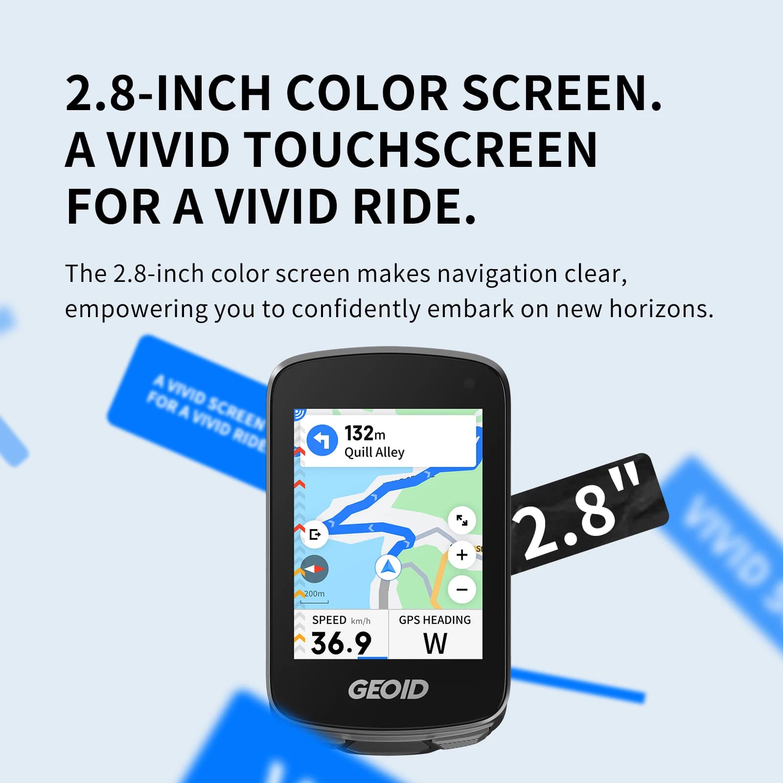 מחשב אופניים GEOID CC700 Pro GPS 2.8 אינץ 'מסך מגע מד דרגת מהירות גלובלית ניווט מפה רכיבה אודומטר עבור Strava - תמונה 2