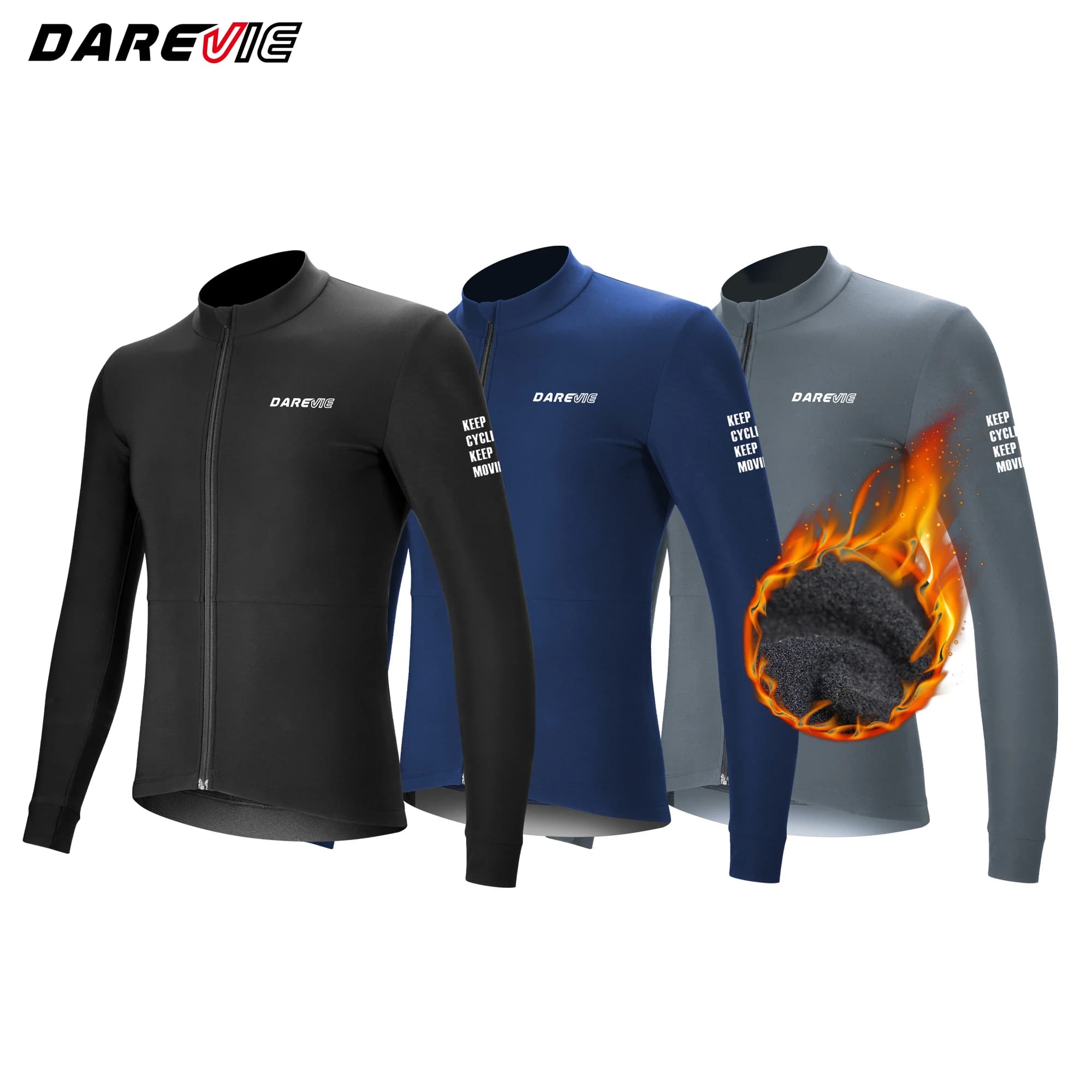 חולצת רכיבה DAREVIE חורף תרמית פליז חולצת רכיבה לגברים בשרוול ארוך חם רך מבריק נושם בגדי אופניים