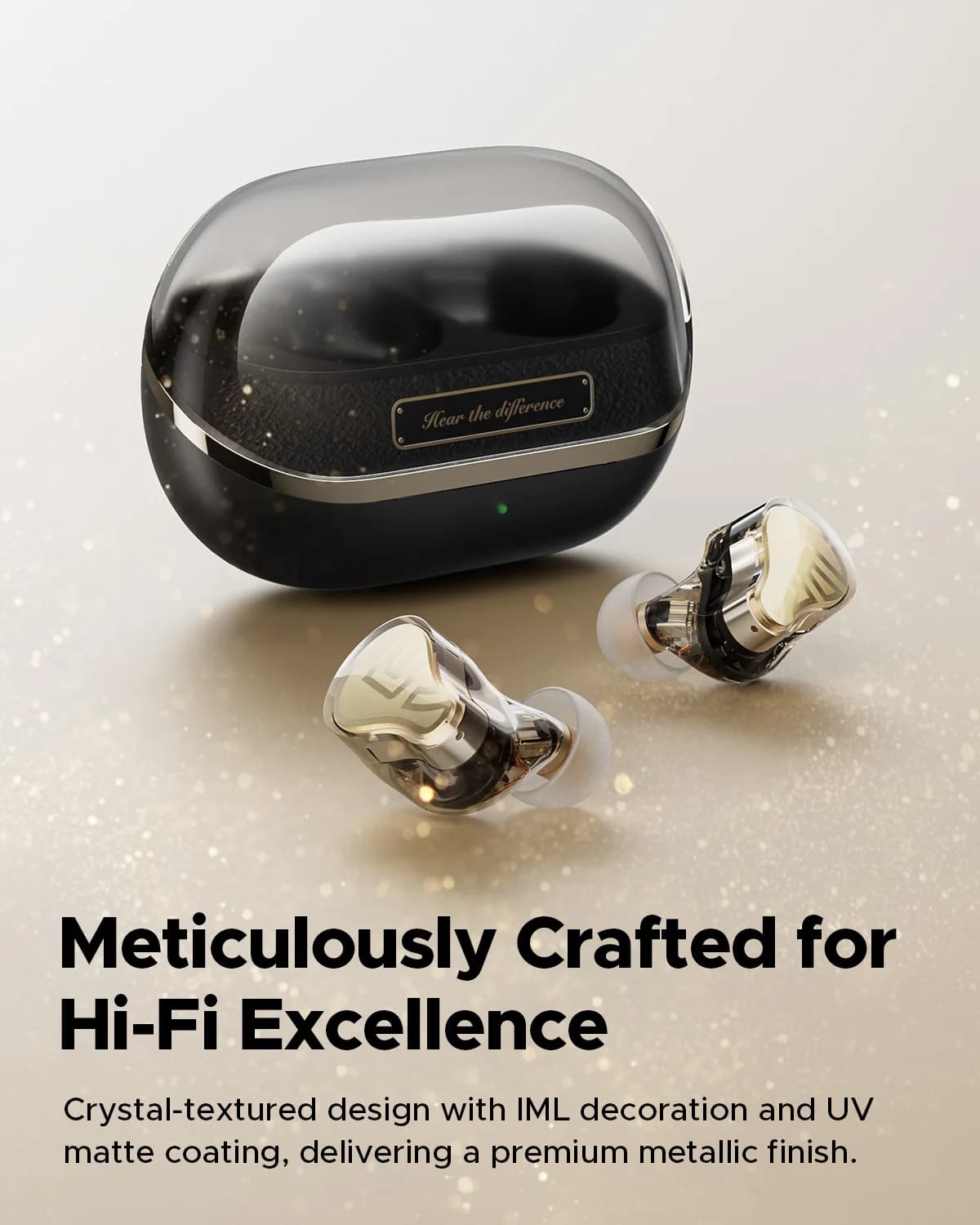 אוזניות Bluetooth אלחוטיות SoundPEATS H3 היברידיות עם 3 דרייברים, HiFi, 55dB, סינון רעשים אדפטיבי (ANC), תמיכה ב-LDAC ו-aptX, שמע Hi-Res ללא אובדן נתונים. - תמונה 3