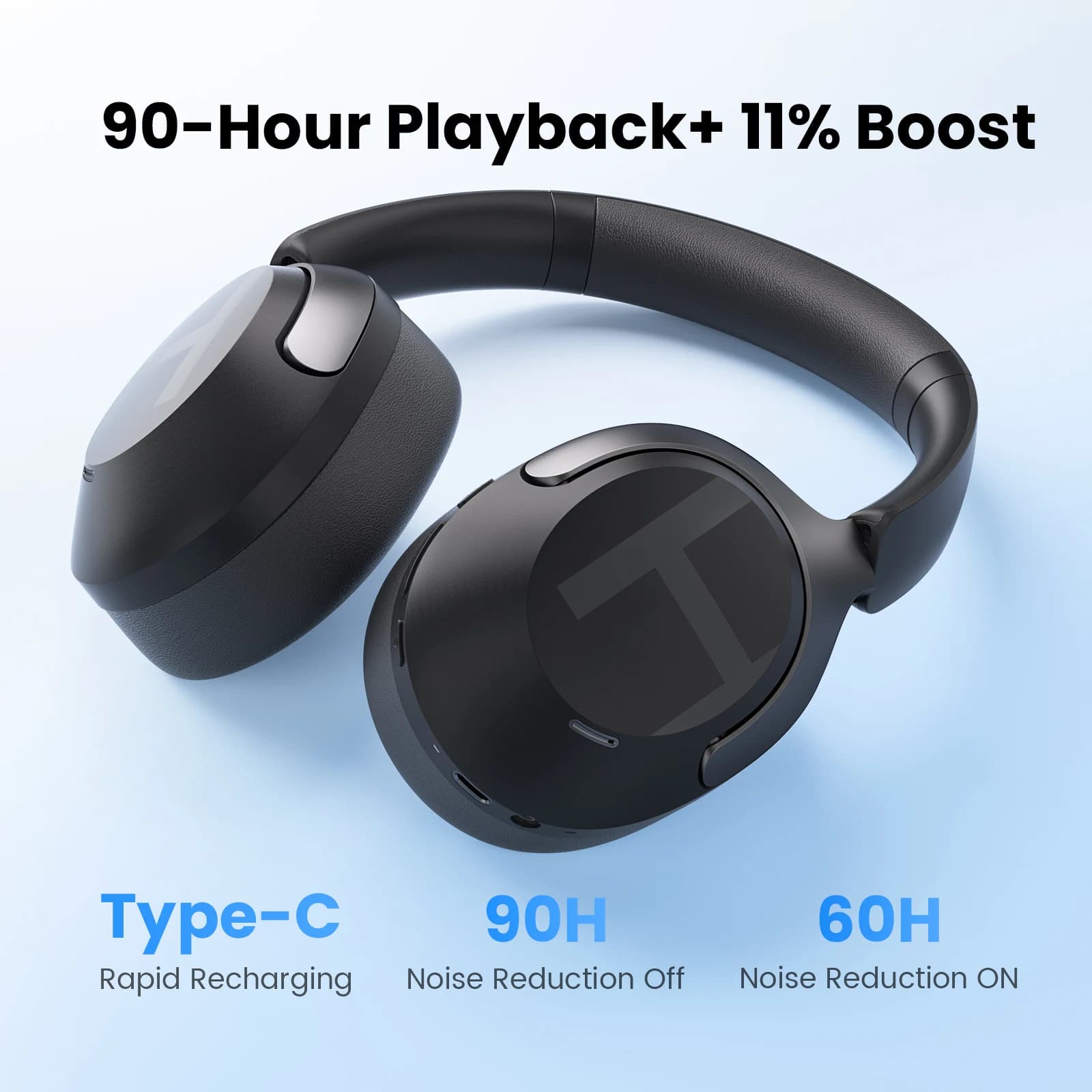 אוזניות אלחוטיות HAYLOU S40 ANC עם ביטול רעשים 50dB, שמע תלת מימדי Hi-Res, אוזניות Over-Ear עם LDAC Bluetooth 6.0 - תמונה 5