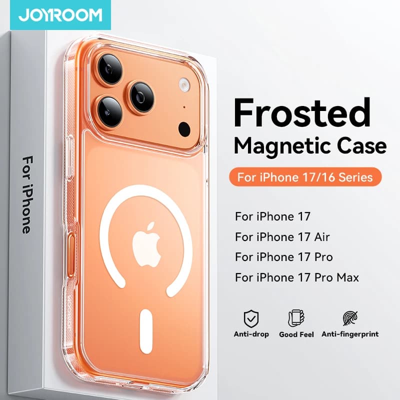 כיסוי מגנטי מט מבית Joyroom לאייפון 17 פרו מקס, כיסוי עמיד בפני זעזועים לאייפון 16 פרו, כיסוי מגנטי לטעינה אלחוטית