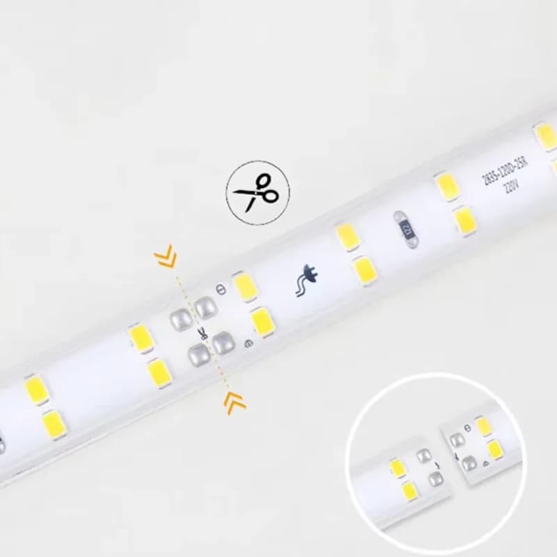סטריפ LED 220V 1-30 מטר עם תקע אירופאי 2835 סרט גמיש עמיד למים לתאורה בבית, במטבח, בחוץ ובגינה - תמונה 5
