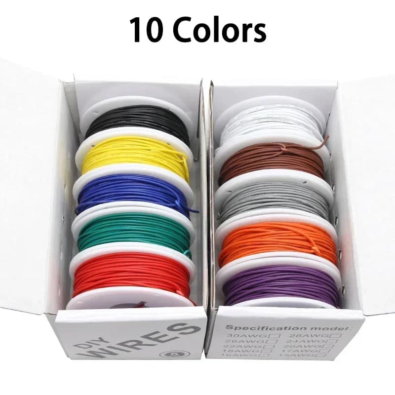 (5 צבעים מערבבים ערכת) חוט UL1007 PVC מבודד כבל נחושת מצופה חוט חשמלי 30/28/26/24/22/20/18/16 AWG חוט PCB - תמונה 6