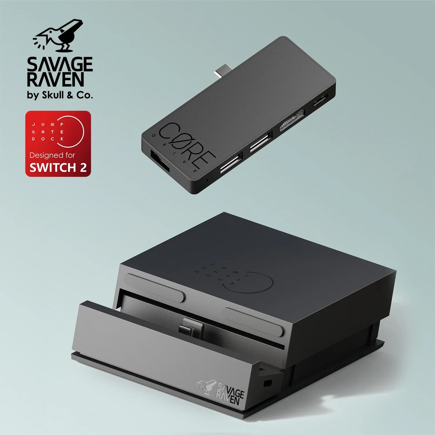 תחנת עגינה ניידת Savage Raven by Skull & Co. Jumpgate Dock USB C Hub עבור Switch 2 ואביזרי משחק OLED