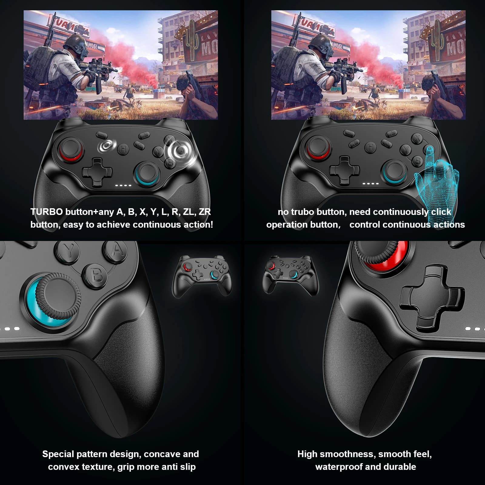Gamepads עבור Switch/Ios/Android בקר אלחוטי Bluetooth טורבו בקר משחק שליטה ברטון קונסולה אביזרים - תמונה 3