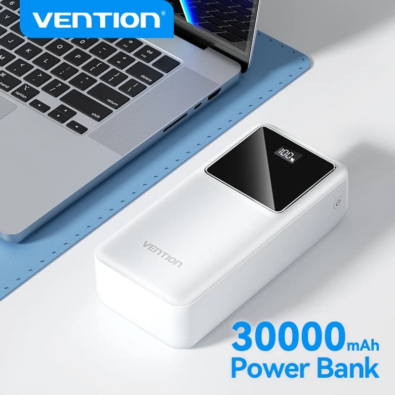 🔋 מטען נייד 30000mAh Vention — טעינה מהירה 22.5W, מסך דיגיטלי ו-2 יציאות (4.9★ · 389 ביקורות · בארץ מ-₪200) - תמונה 1