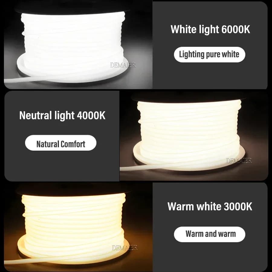 סטריפ LED COB בעוצמה של 1M-50M 220V, ניתן לכוונון, עם 360 לדים למטר, מתאים למטבח, לבית ולחדר, עם רצועה גמישה לתאורת גינה חיצונית - תמונה 4