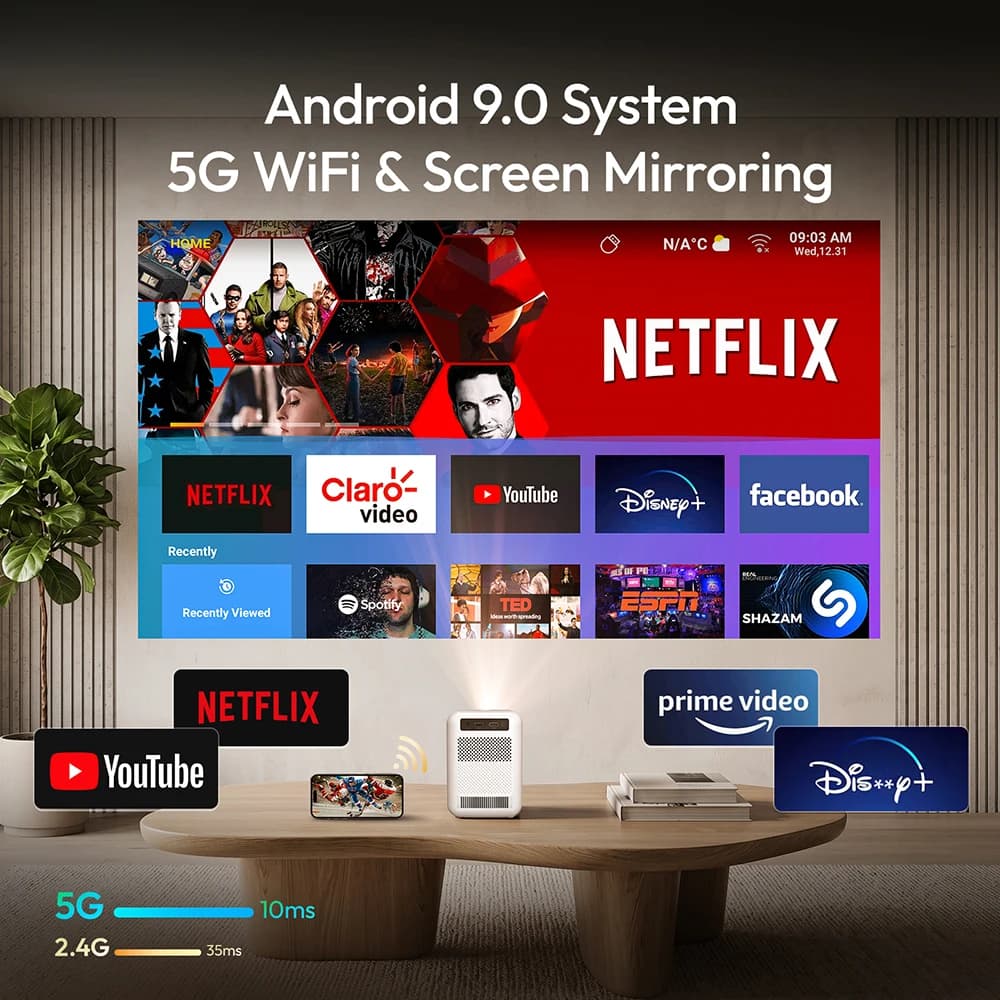 Byink אהבה u4 מיני קולנוע ביתי חכם מקרן 4k 1080p וידאו אנדרואיד wifi עבור קולנוע סמארטפון - תמונה 6