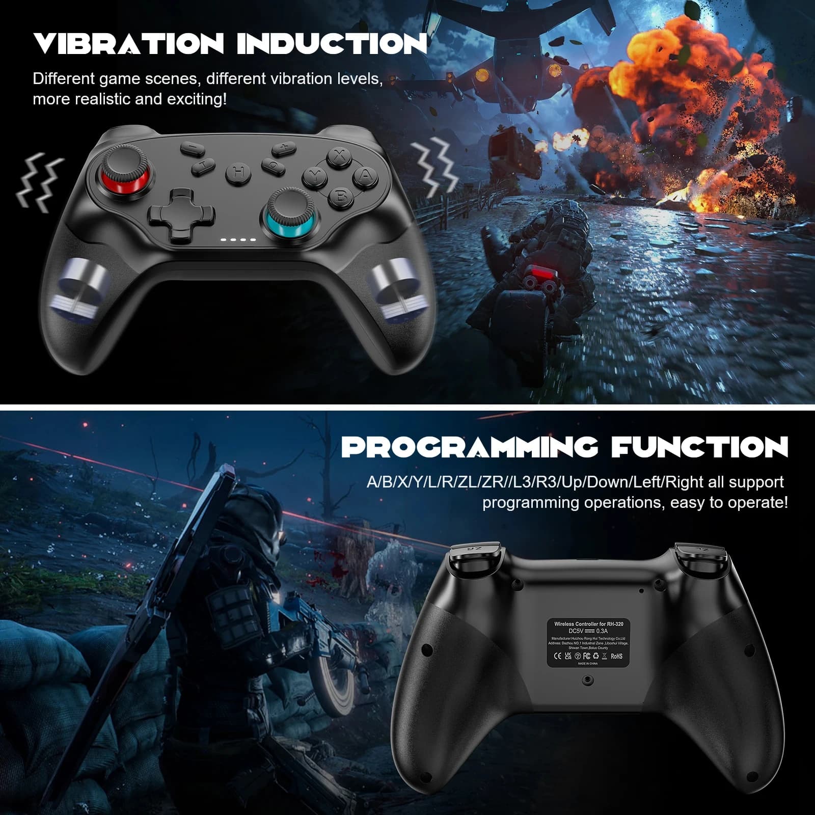 Gamepads עבור Switch/Ios/Android בקר אלחוטי Bluetooth טורבו בקר משחק שליטה ברטון קונסולה אביזרים - תמונה 5