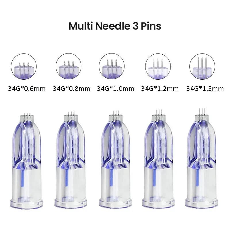 מחט ננו סטרילית ננוסופט 34G בעלת 3 פינים 0.6mm 0.8mm 1.0mm 1.2mm 1.5mm  להצערת עור, מחטים רכות ננו באריזה בודדת