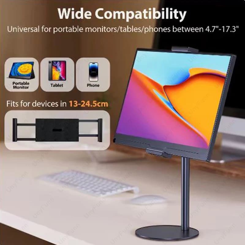 תושבת מסך ניידת Cdisplay עם גובה מתכוונן למסך שולחן עבור טלפון וטאבלט בגודל 4.7-17.3 אינץ' - תמונה 2