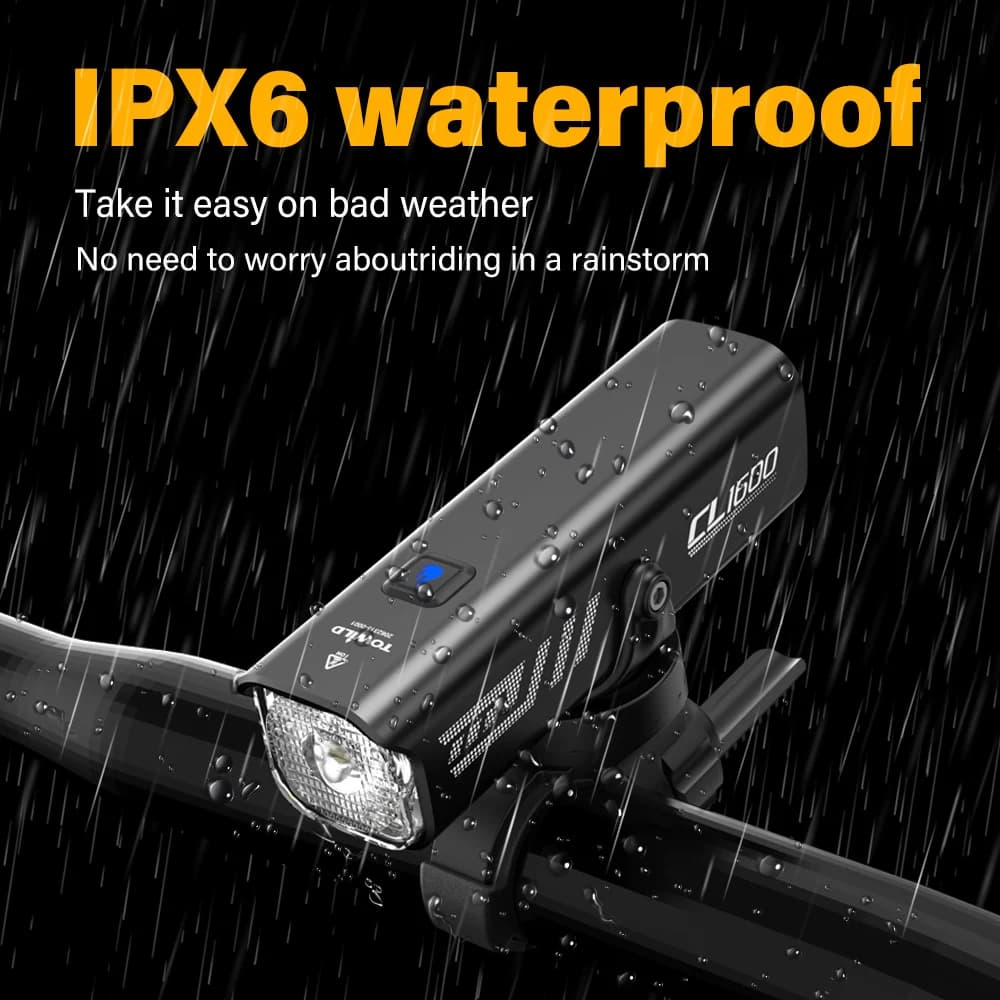 TOWILD CL1600 אורות אופניים 5000mAh נטענים LED אופניים אור IPX6 אלומיניום מנורה קדמית 1600LM MTB פנסי רכיבה על אופניים - תמונה 5
