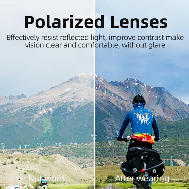 משקפיים לאופניים ROCKBROS Polarized UV400 הגנה מפני השמש משקפי רכיבה אולטרה-קלים מסגרת גדולה MTB כביש אופניים משקפיים - תמונה 4