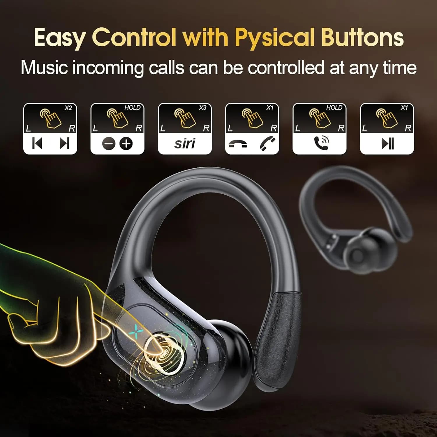 אוזניות אלחוטיות GDLYL HD65 TWS Bluetooth V5.4 עם תצוגה דיגיטלית LED, הפחתת רעשים ועמידות למים - תמונה 4