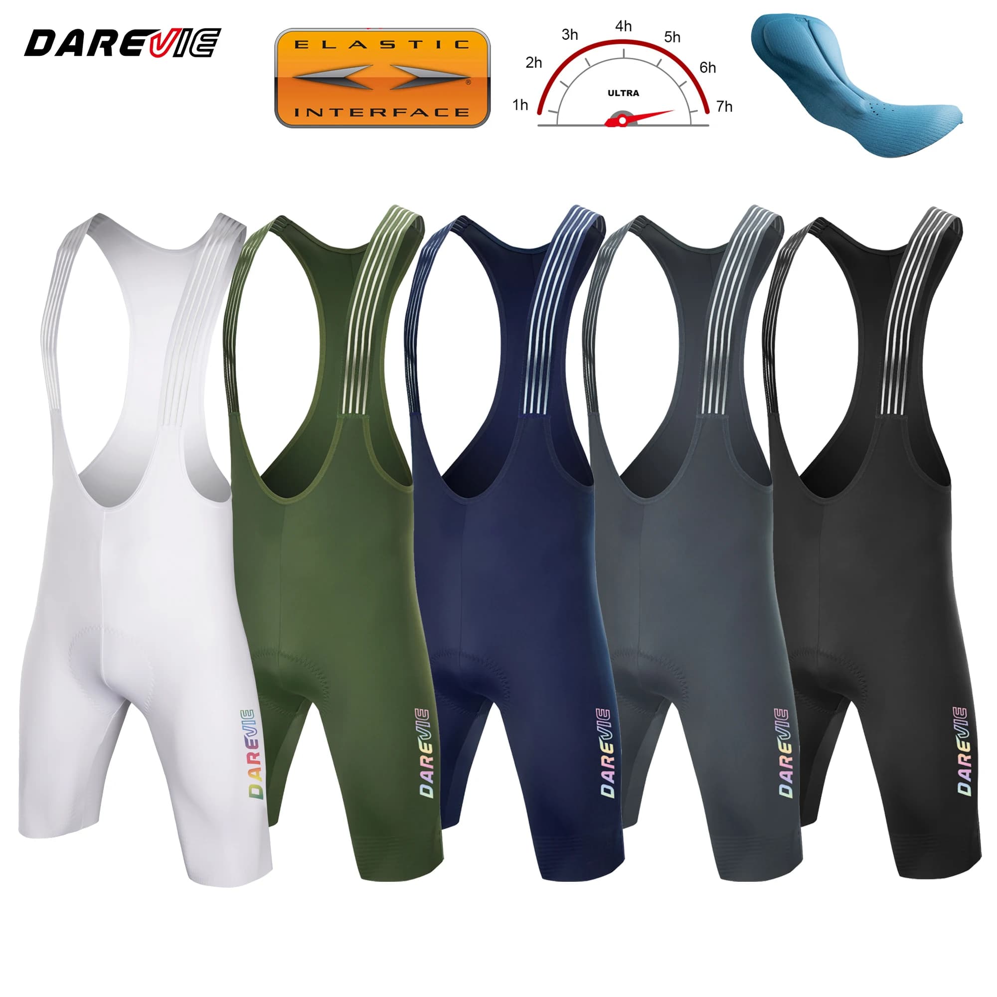 מכנסי ביב רכיבה DAREVIE ללא תפרים 4.0 איטליה עם ריפוד אלסטי-אינטרפייס מכנסי רכיבה עם ידית יהלומים לגברים