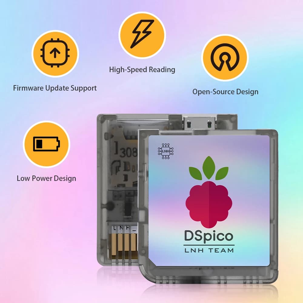 Chiscart Transparent Frosted MicroUSB DSpico Game Reader RP2040 16 MBit תואם לקונסולות NDS NDSL DSi 3DS - תמונה 5