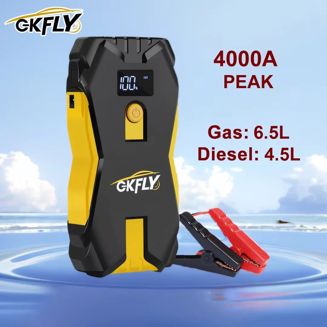 GKFLY 3000A/4000A מתנע קפיצה לרכב נייד 12V בנזין דיזל מכשיר התחלה כבלים נייד בנק כוח סוללת רכב