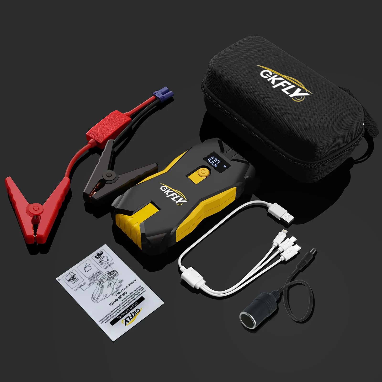 GKFLY 3000A/4000A מתנע קפיצה לרכב נייד 12V בנזין דיזל מכשיר התחלה כבלים נייד בנק כוח סוללת רכב - תמונה 6