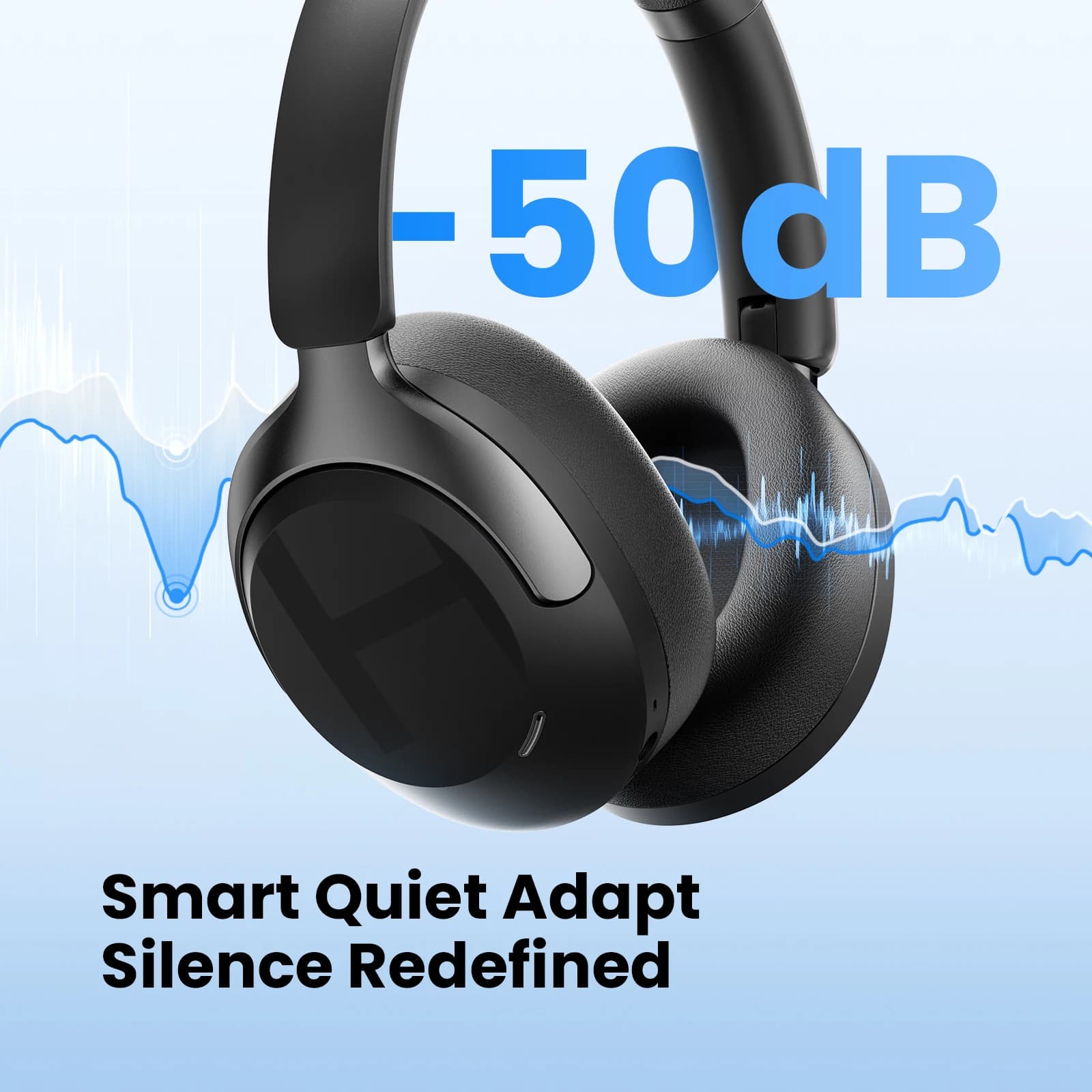 אוזניות אלחוטיות HAYLOU S40 ANC עם ביטול רעשים 50dB, שמע תלת מימדי Hi-Res, אוזניות Over-Ear עם LDAC Bluetooth 6.0 - תמונה 2