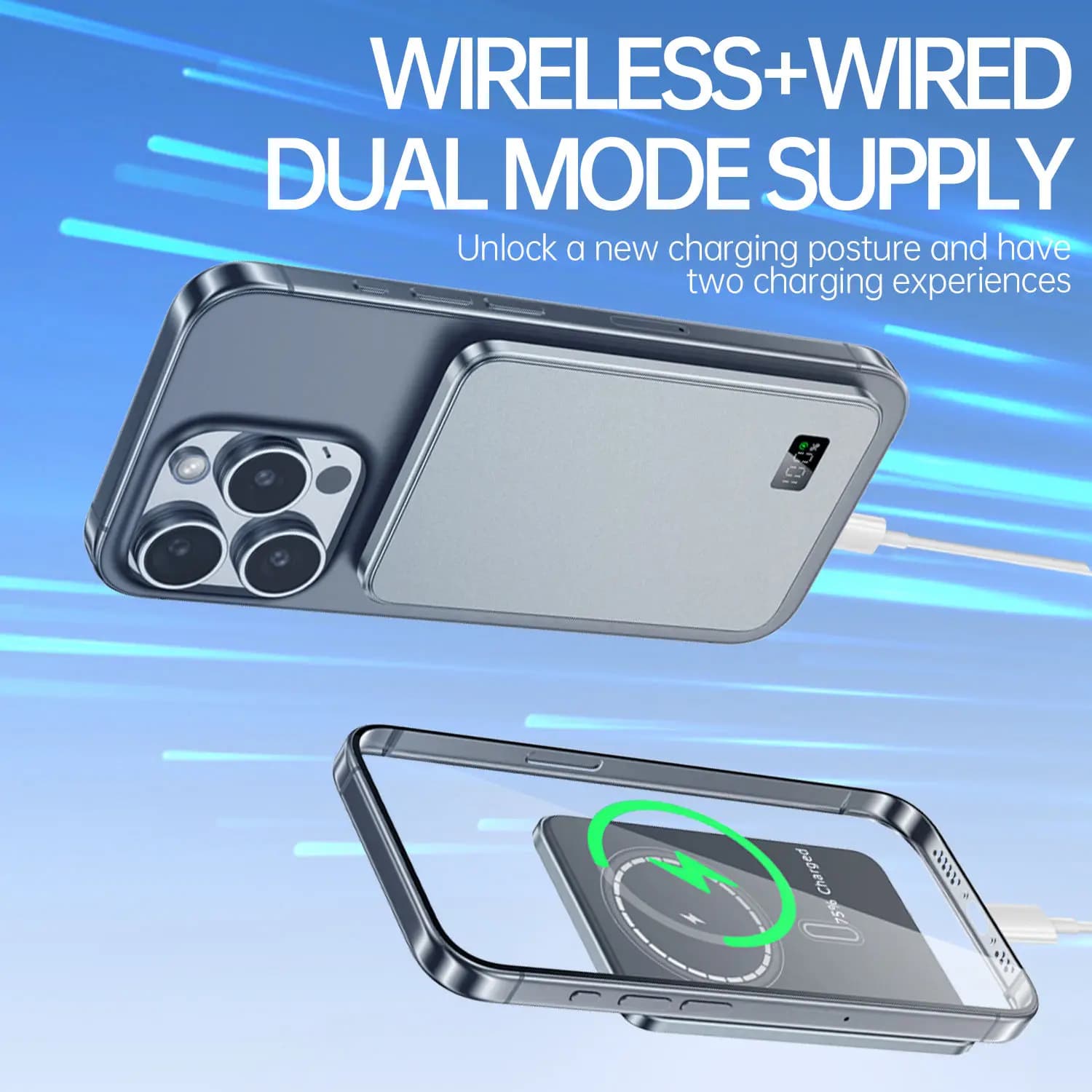 סוללת גיבוי דקה במיוחד בנפח 10000mAh עבור MagSafe, טעינה אלחוטית מגנטית מהירה MacSafe סוללה ניידת עבור iPhone Xiaomi Samsung - תמונה 3