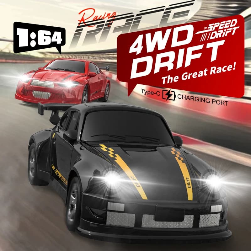 2026 חדש Kf20 1:64 Drift Rc Car מכונית מירוץ עם שלט רחוק על ארבעה גלגלים בפרופורציות מלאות צעצוע תחרותי לשולחן עבודה מתנות אידיאליות לבנים. - תמונה 3