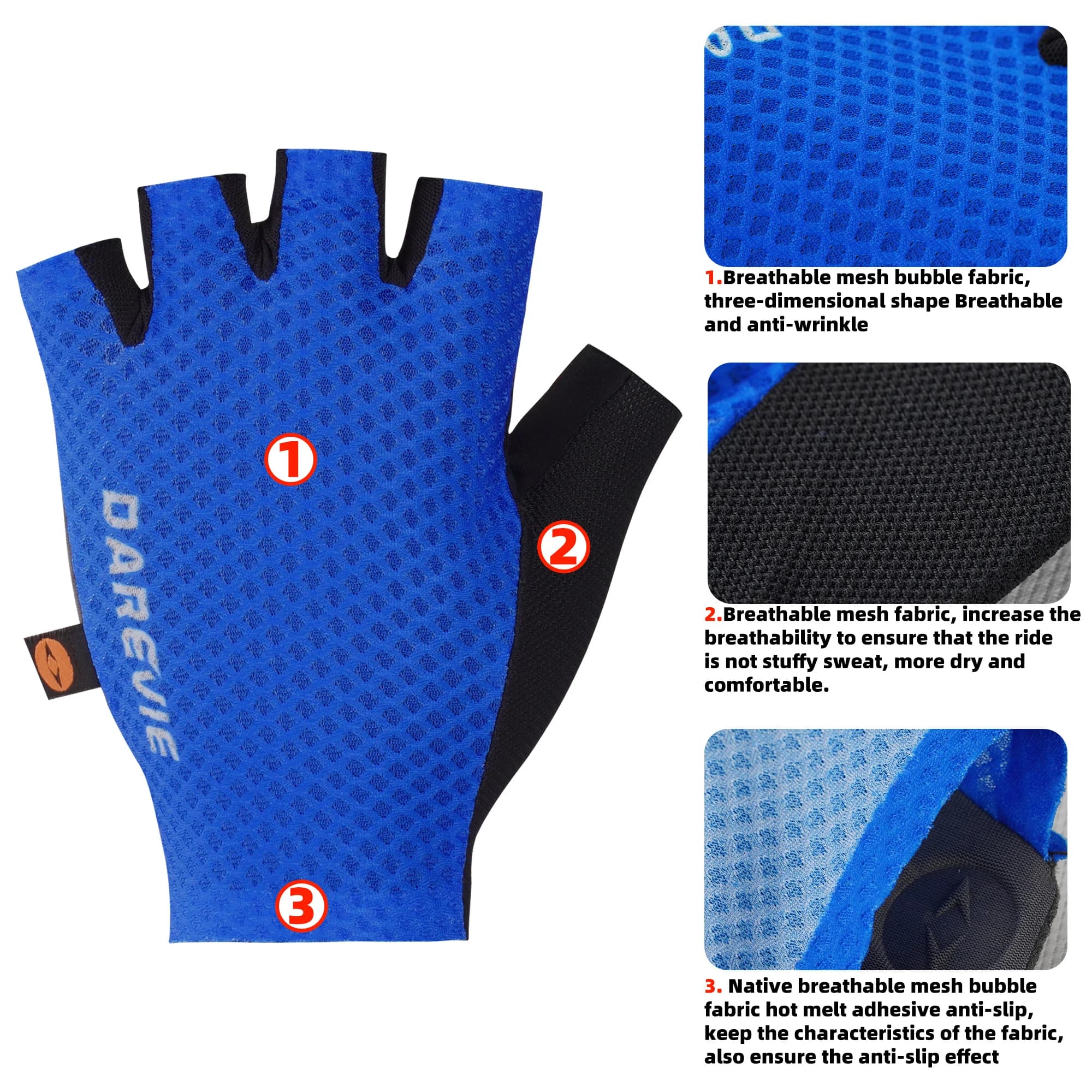 כפפות רכיבה לגברים של DAREVIE איטליה ELASTIC INTERFACE TEAM PALM 80 KG/m³ כפפות רכיבה על אופניים כפפות ספורט נגד החלקה עמידות בפני זעזועים - תמונה 2
