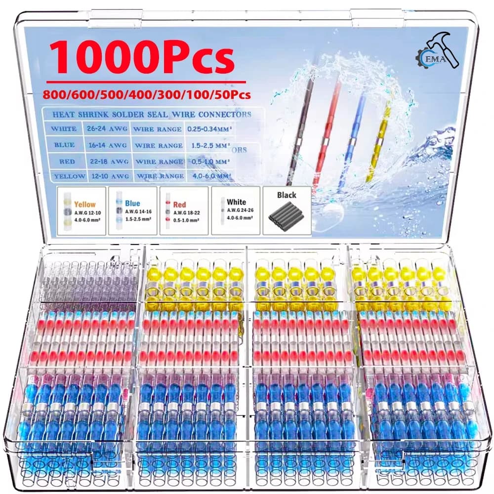 50-1000pcs הלחמה תיל חותם מחברים מבודדים מחזק חום לכווץ מחבר מבוך מבודד מחבר בודד
