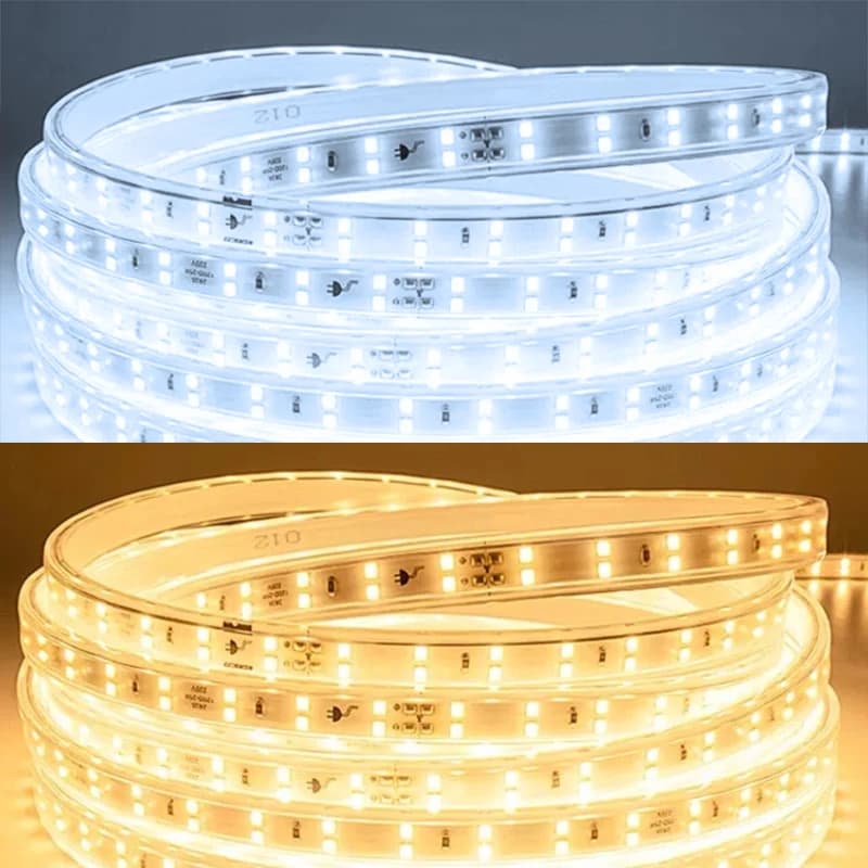 סטריפ LED 220V 1-30 מטר עם תקע אירופאי 2835 סרט גמיש עמיד למים לתאורה בבית, במטבח, בחוץ ובגינה - תמונה 2