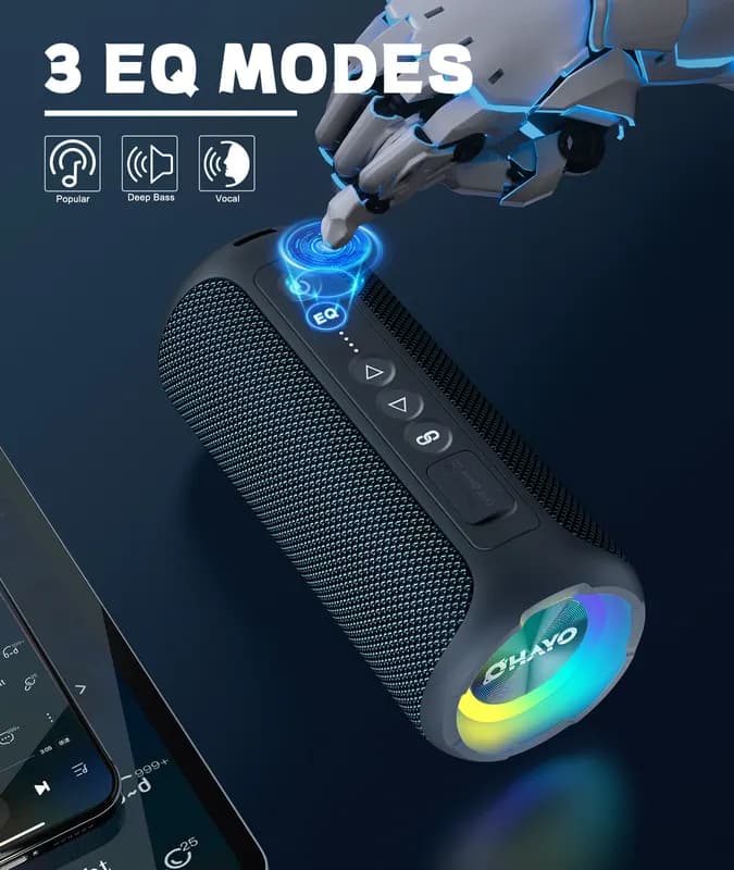 רמקול בלוטות' נייד Ortizan X8 Pro — 40W בס עוצמתי, עמיד במים IPX7, תאורת RGB ו-30 שעות נגינה - תמונה 5