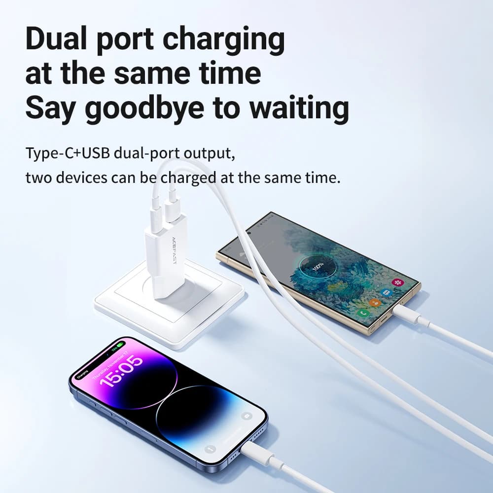 מטען טלפון ACEFAST EU 30W GaN דק מאוד עם טעינה מהירה USB C עבור iPhone 16/15 Pro Max PD QC3.0 מתאם נסיעה עבור Samsung S24 - תמונה 5
