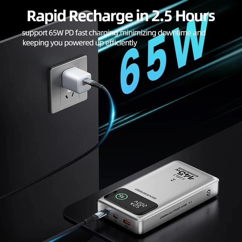 מטען נייד MOVESPEED M25Pro 140W Power Bank 25000mAh PD3.1 טעינה מהירה ניידת חיצונית 100W Powerbank עבור MacBook Notebook Laptop - תמונה 5